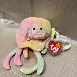 Ty BEANIE BABY JELLYFISH GOOCHY Pastel Plush Toy tie dye